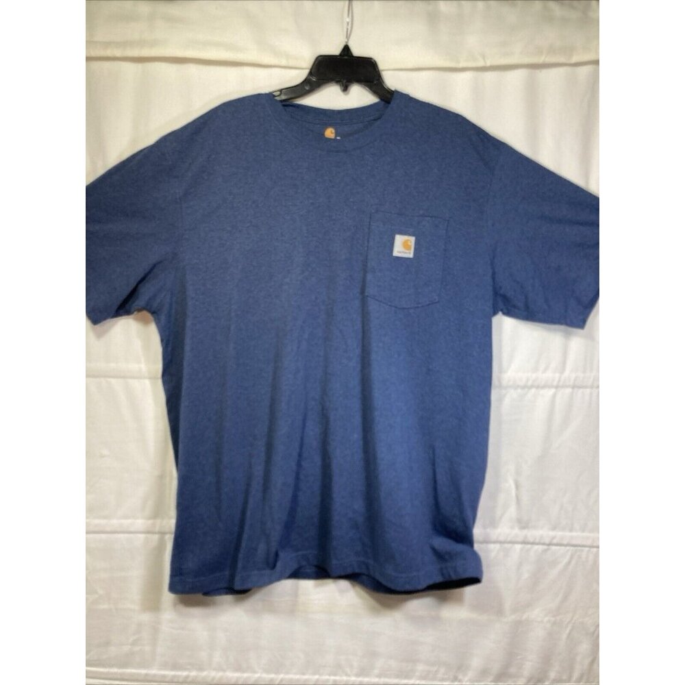 Carhartt Shirt Mens Relaxed Navy Blue Loose Fit Pocket Tee XL Crew Neck Workwear